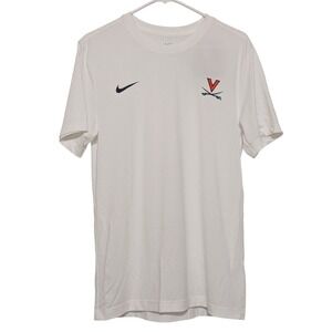 Nike UVA Virginia Cavaliers T Shirt Mens Small White Dri Fit Swoosh NWT NCAA